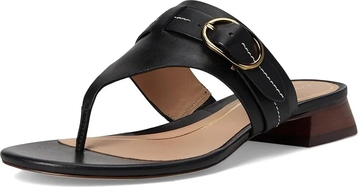Cole Haan Gayle Thong Sandal Women's Sandals Black Leather : 6.5 B - Medium, Leather/Rubber - Image 5