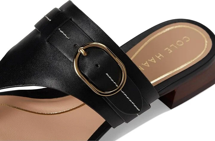 Cole Haan Gayle Thong Sandal Women's Sandals Black Leather : 6.5 B - Medium, Leather/Rubber - Image 7