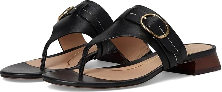 Cole Haan Gayle Thong Sandal Women's Sandals Black Leather : 6.5 B - Medium, Leather/Rubber