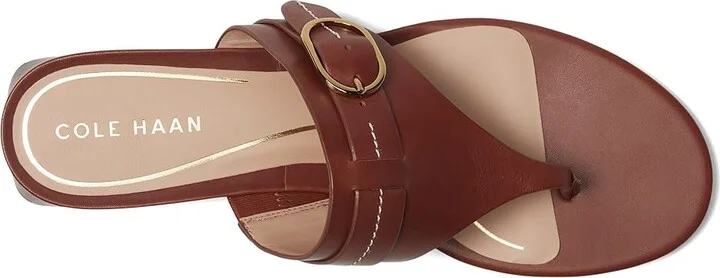 Cole Haan Gayle Thong Sandal Women's Sandals Dark Cuoio Leather : 6 B - Medium, Leather/Rubber - Image 2