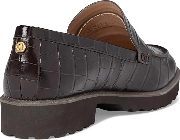 Cole Haan Geneva Loafer Women's Shoes Dark Chocolate Croc Print Leather : 6 B - Medium - Image 4