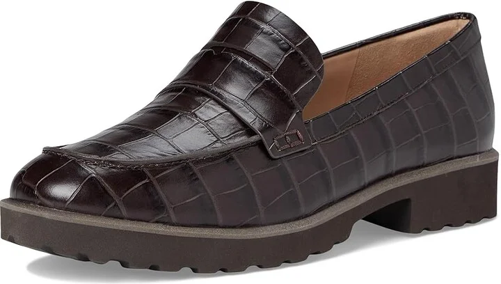 Cole Haan Geneva Loafer Women's Shoes Dark Chocolate Croc Print Leather : 6 B - Medium - Image 5