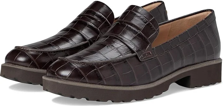 Cole Haan Geneva Loafer Women's Shoes Dark Chocolate Croc Print Leather : 6 B - Medium