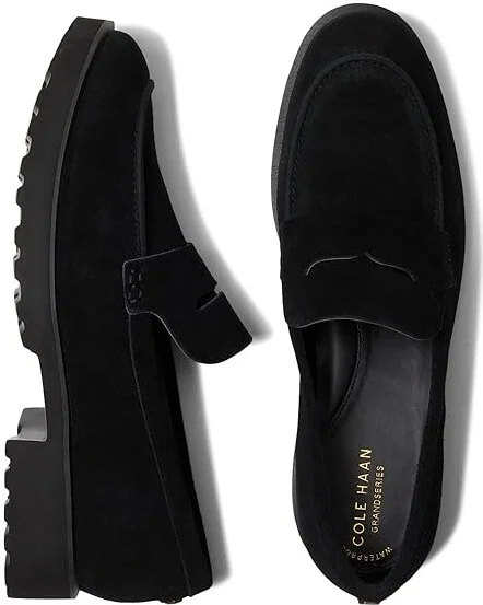 Cole Haan Geneva Loafer Women's Shoes Waterproof Black Suede : 9 B - Medium, Suede/Leather