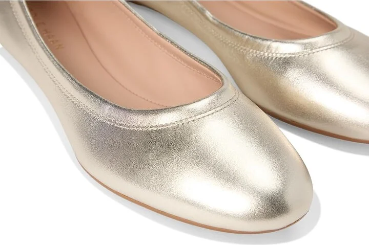 Cole Haan Georgie Ballet Flats Women's Flat Shoes Soft Gold Leather : 9 B - Medium - Image 7