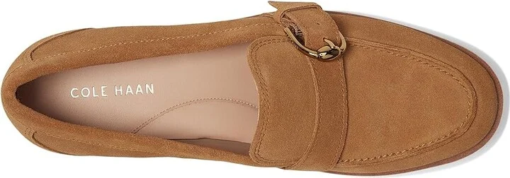 Cole Haan Giana Buckle Loafers Women's Flat Shoes Golden Honey Suede : 6 B - Medium, Leather - Image 2