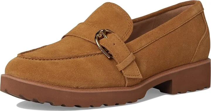 Cole Haan Giana Buckle Loafers Women's Flat Shoes Golden Honey Suede : 6 B - Medium, Leather - Image 5