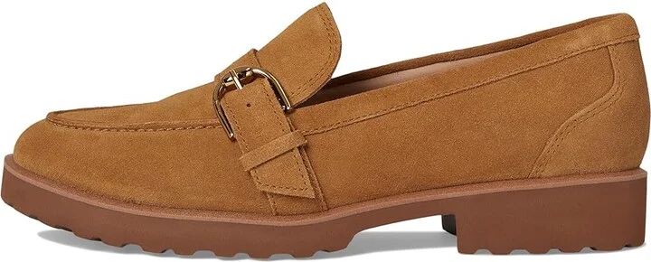 Cole Haan Giana Buckle Loafers Women's Flat Shoes Golden Honey Suede : 6 B - Medium, Leather - Image 6