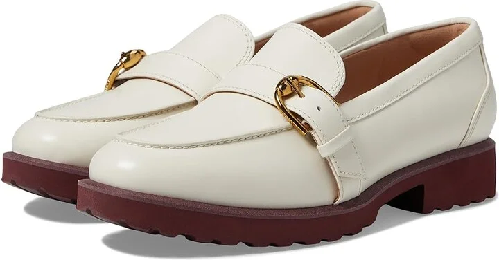 Cole Haan Giana Buckle Loafers Women's Flat Shoes Ivory Leather : 10.5 B - Medium