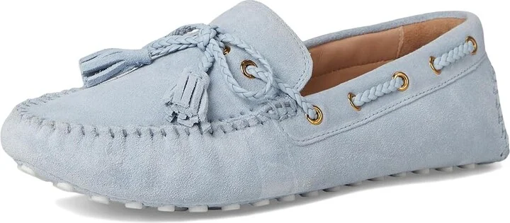 Cole Haan Gissella Drivers Women's Flat Shoes Skyway Suede : 8 B - Medium, Leather - Image 5