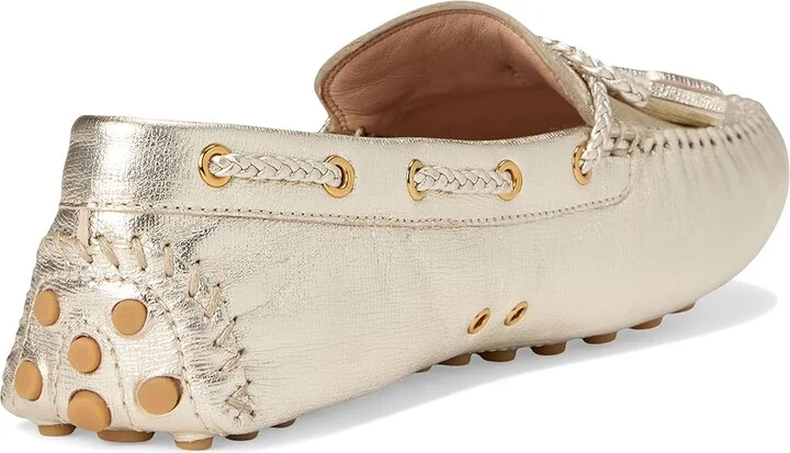 Cole Haan Gissella Drivers Women's Flat Shoes Soft Gold Metallic Leather : 10.5 B - Medium - Image 4