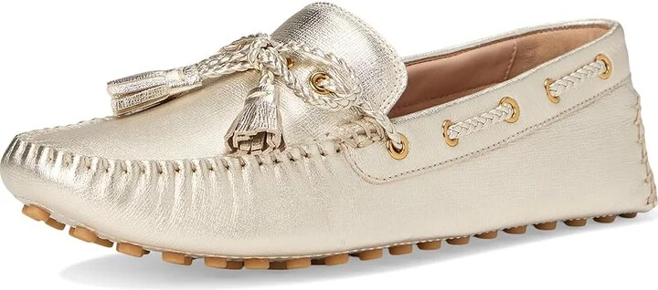 Cole Haan Gissella Drivers Women's Flat Shoes Soft Gold Metallic Leather : 10.5 B - Medium - Image 5