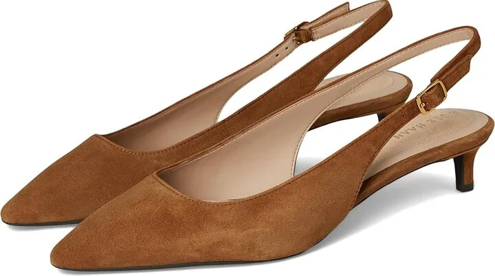 Cole Haan Go-to Jocelyn Slingback Pumps High Women's Heels Tobacco Suede : 8.5 B - Medium, Leather