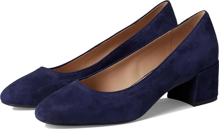 Cole Haan Go-to Shayla Block Heel Pump High Women's Heels Midnight Moon Suede : 10.5 B - Medium, Leather