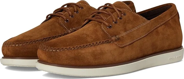 Cole Haan Grand 4-Eye Loafers Men's Slip on Shoes Spiced Brown Suede/Silver Birch : 13 D - Medium, Leather
