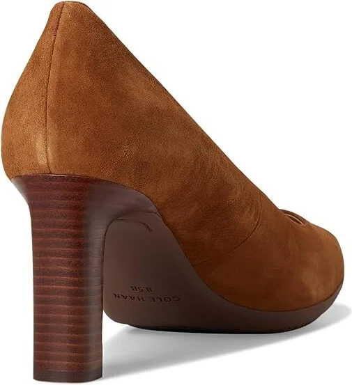 Cole Haan Grand Ambition 2.0 Angelica Pumps High Women's Heels Tobacco Suede/Brown Stack : 10.5 B - Medium, Leather - Image 4