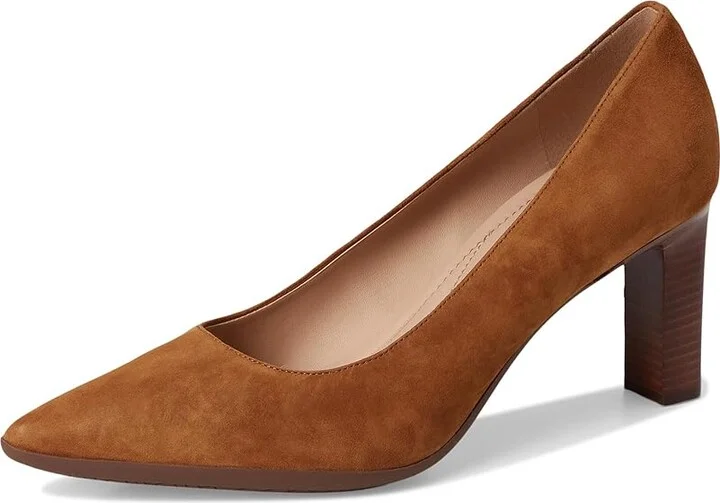 Cole Haan Grand Ambition 2.0 Angelica Pumps High Women's Heels Tobacco Suede/Brown Stack : 10.5 B - Medium, Leather - Image 5