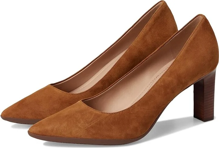 Cole Haan Grand Ambition 2.0 Angelica Pumps High Women's Heels Tobacco Suede/Brown Stack : 10.5 B - Medium, Leather
