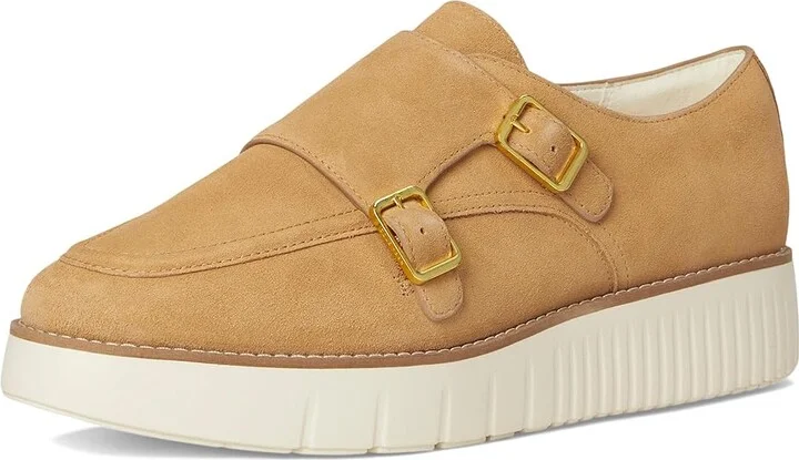 Cole Haan Grand City Platform Monk Strap Women's Shoes Biscuit Suede/Ivory : 9 B - Medium, Leather - Image 5