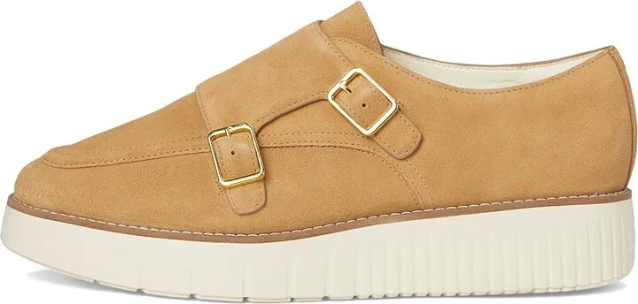 Cole Haan Grand City Platform Monk Strap Women's Shoes Biscuit Suede/Ivory : 9 B - Medium, Leather - Image 6