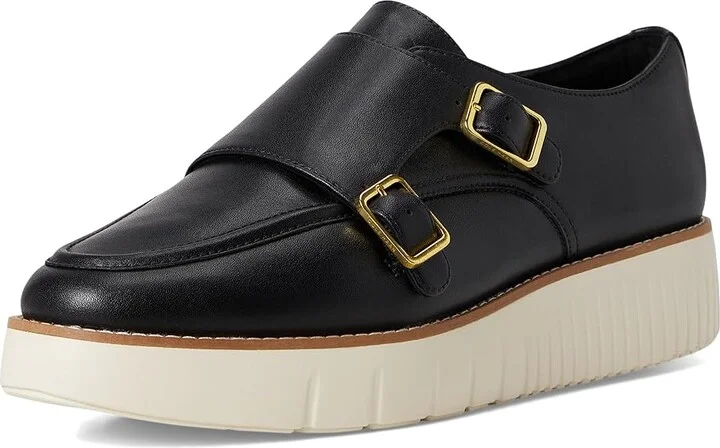 Cole Haan Grand City Platform Monk Strap Women's Shoes Black/Ivory : 6.5 B - Medium, Leather - Image 5