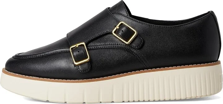 Cole Haan Grand City Platform Monk Strap Women's Shoes Black/Ivory : 6.5 B - Medium, Leather - Image 6
