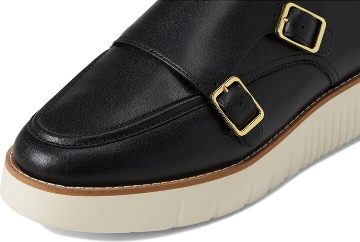 Cole Haan Grand City Platform Monk Strap Women's Shoes Black/Ivory : 6.5 B - Medium, Leather - Image 7