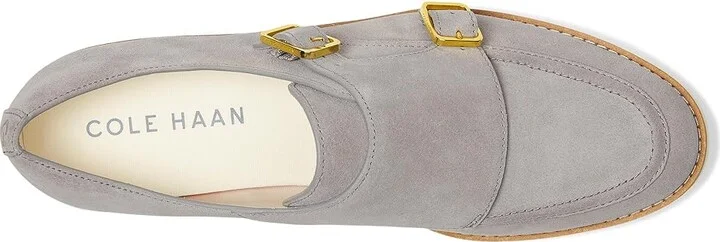 Cole Haan Grand City Platform Monk Strap Women's Shoes Frost Gray Suede/Ivory : 6.5 B - Medium, Leather - Image 2