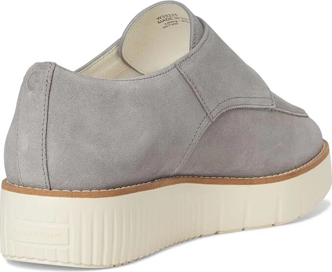 Cole Haan Grand City Platform Monk Strap Women's Shoes Frost Gray Suede/Ivory : 6.5 B - Medium, Leather - Image 4