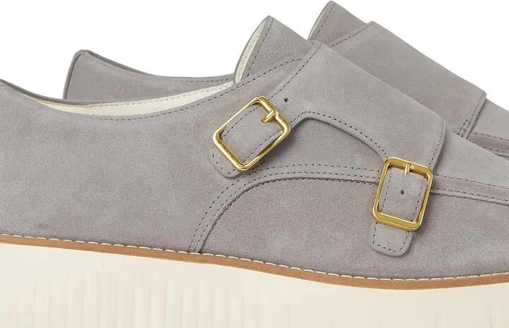 Cole Haan Grand City Platform Monk Strap Women's Shoes Frost Gray Suede/Ivory : 6.5 B - Medium, Leather - Image 7