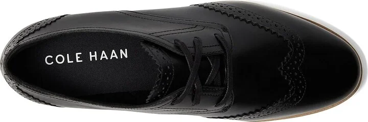 Cole Haan Grand City Platform Oxford Women's Flat Shoes Black/Ivory : 9 B - Medium, Leather - Image 2