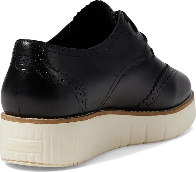 Cole Haan Grand City Platform Oxford Women's Flat Shoes Black/Ivory : 9 B - Medium, Leather - Image 4