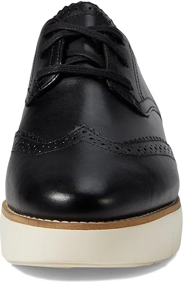Cole Haan Grand City Platform Oxford Women's Flat Shoes Black/Ivory : 9 B - Medium, Leather - Image 5