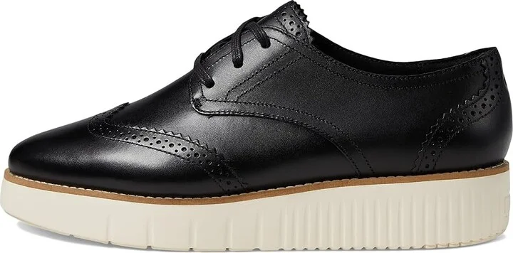 Cole Haan Grand City Platform Oxford Women's Flat Shoes Black/Ivory : 9 B - Medium, Leather - Image 6