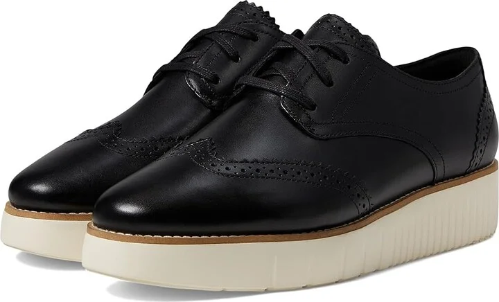 Cole Haan Grand City Platform Oxford Women's Flat Shoes Black/Ivory : 9 B - Medium, Leather