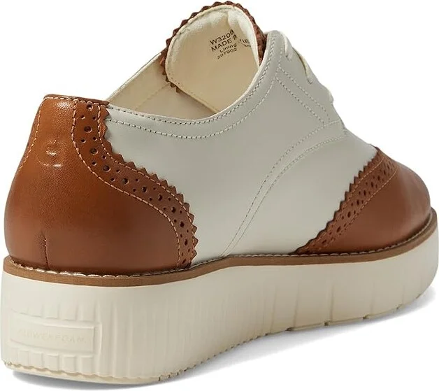 Cole Haan Grand City Platform Oxford Women's Flat Shoes Dark Caramel/Ivory : 7 B - Medium, Leather - Image 4