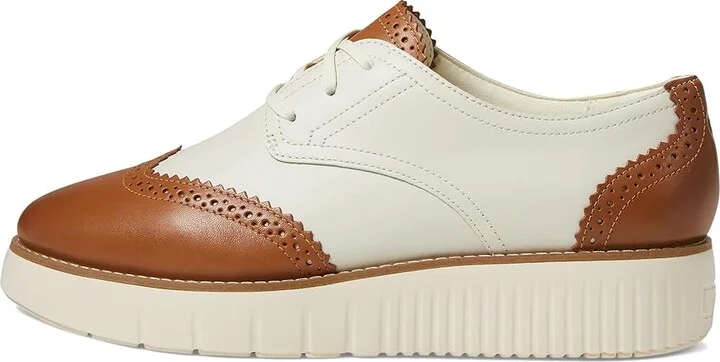 Cole Haan Grand City Platform Oxford Women's Flat Shoes Dark Caramel/Ivory : 7 B - Medium, Leather - Image 6
