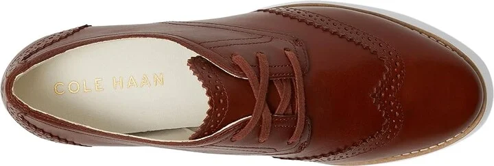 Cole Haan Grand City Platform Oxford Women's Flat Shoes Dark Cuoio/Ivory : 8.5 B - Medium, Leather - Image 2