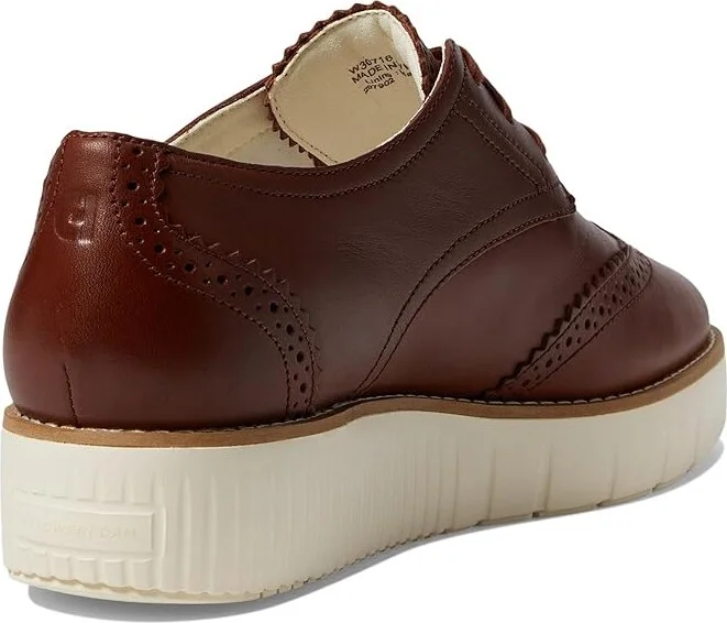 Cole Haan Grand City Platform Oxford Women's Flat Shoes Dark Cuoio/Ivory : 8.5 B - Medium, Leather - Image 4