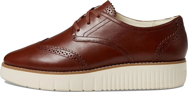 Cole Haan Grand City Platform Oxford Women's Flat Shoes Dark Cuoio/Ivory : 8.5 B - Medium, Leather - Image 6
