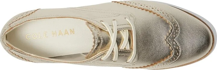 Cole Haan Grand City Platform Oxford Women's Flat Shoes Soft Gold Talca/Ivory : 6 B - Medium, Leather - Image 2