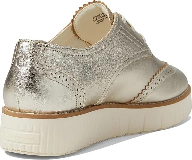 Cole Haan Grand City Platform Oxford Women's Flat Shoes Soft Gold Talca/Ivory : 6 B - Medium, Leather - Image 4