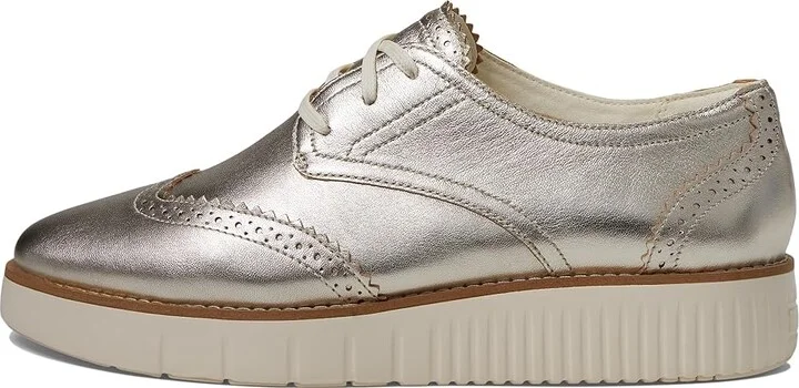 Cole Haan Grand City Platform Oxford Women's Flat Shoes Soft Gold Talca/Ivory : 6 B - Medium, Leather - Image 6