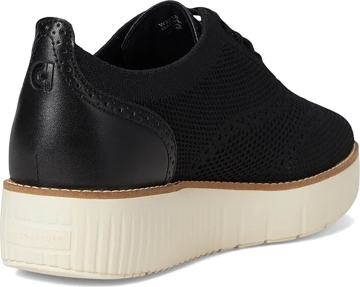 Cole Haan Grand City Platform Stitchlite Oxfords Women's Flat Shoes Black Knit/Ivory : 10 C - Wide, Latex/Leather/Rubber - Image 4