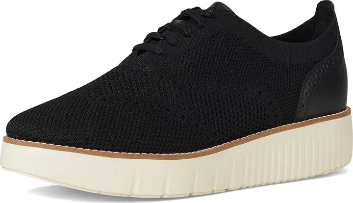 Cole Haan Grand City Platform Stitchlite Oxfords Women's Flat Shoes Black Knit/Ivory : 10 C - Wide, Latex/Leather/Rubber - Image 5