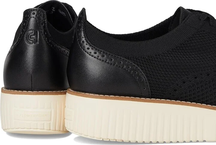 Cole Haan Grand City Platform Stitchlite Oxfords Women's Flat Shoes Black Knit/Ivory : 10 C - Wide, Latex/Leather/Rubber - Image 7