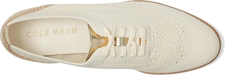 Cole Haan Grand City Platform Stitchlite Oxfords Women's Flat Shoes Ivory Knit/Soft Gold Metallic/Ivory : 11 B - Medium - Image 2