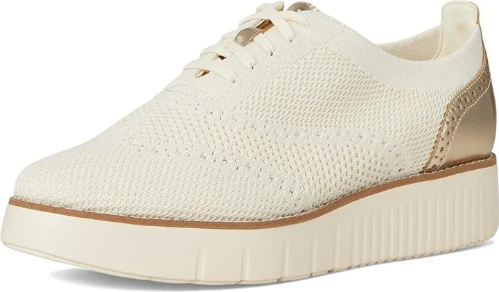 Cole Haan Grand City Platform Stitchlite Oxfords Women's Flat Shoes Ivory Knit/Soft Gold Metallic/Ivory : 11 B - Medium - Image 5