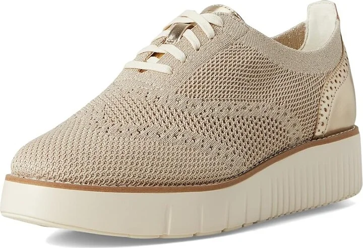 Cole Haan Grand City Platform Stitchlite Oxfords Women's Flat Shoes Rye/Gold Metallic Knit/Ivory : 9 B - Medium, Latex/Leather/Rubber - Image 5