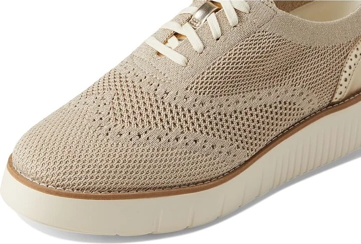 Cole Haan Grand City Platform Stitchlite Oxfords Women's Flat Shoes Rye/Gold Metallic Knit/Ivory : 9 B - Medium, Latex/Leather/Rubber - Image 7